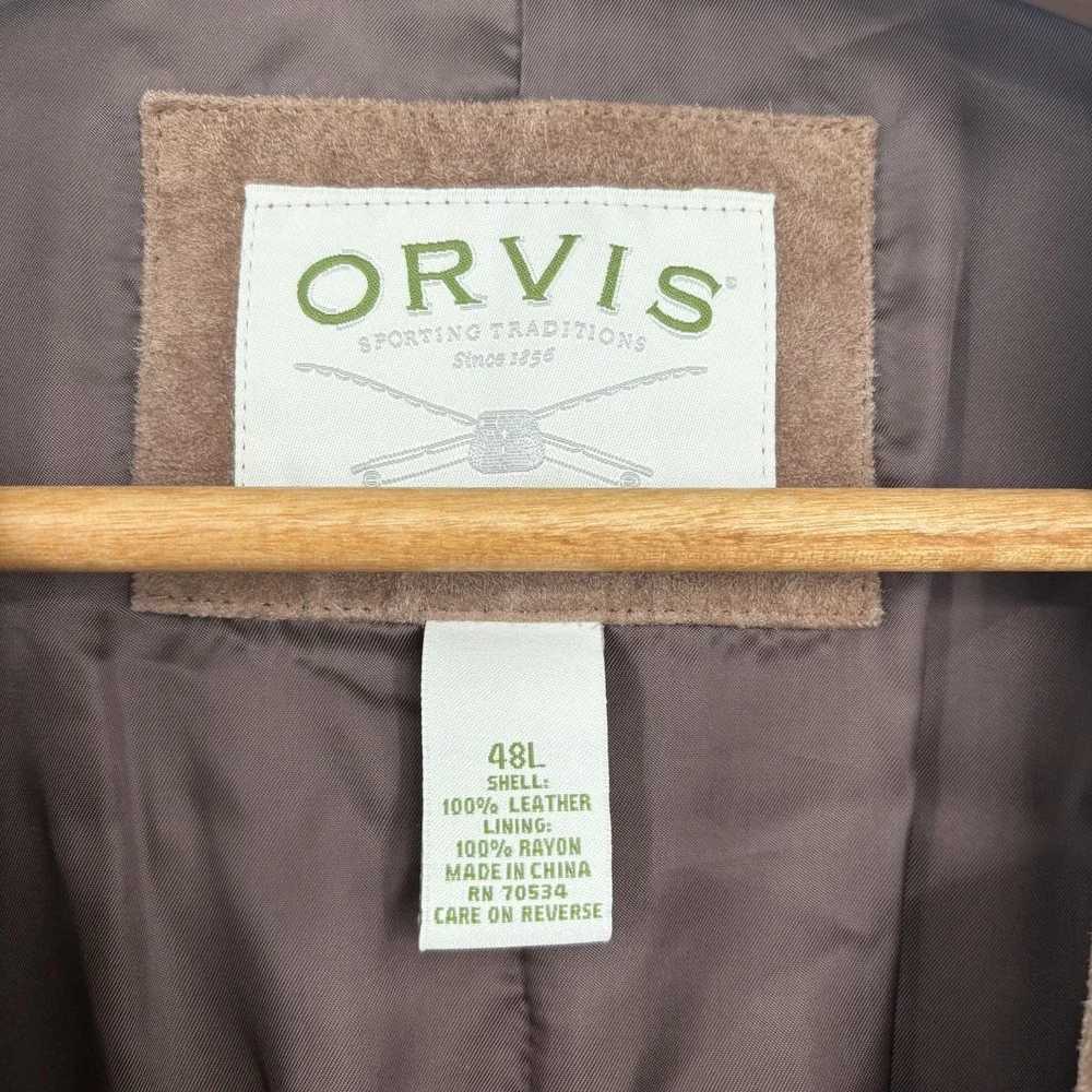 Orvis Mens Blazer Cut Suede‎ Jacket 48L Brown Outdoor Old Money Preppy Heritage